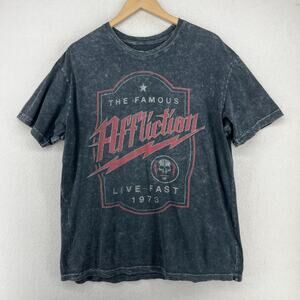 AFFLICTION Shirt Mens XL Live Fast 1973 Motorcycle Cotton Washed Gray USA VTG